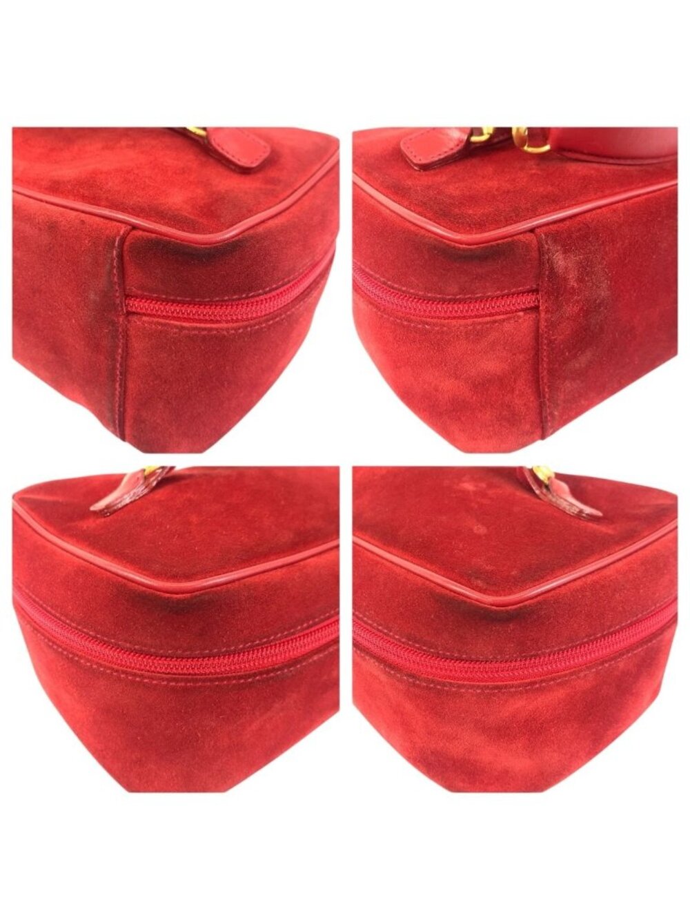 Gucci Horsebit Red Gold Suede 032 Handbag Vanity Bag - Picture 5 of 9